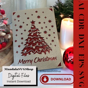 Frohe Weihnachten Karte 5x7 SVG Weihnachtskarte Dxf Eps Cdr Ai Weihnachtskarte Design Datei Karte für Weihnachten Handwerk handgemachte XMAS Kartendesign SVG
