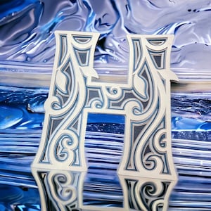 Monogram 6 Layered Letter H SVG File.  Other Formats inlcluded are AI, Png, Jpeg, EPS, Cdr