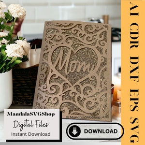 Card SVG Mother&#39;s Day Design Instant Download Card For Mom SVG File Gift For Mothers Day Card Gift DIY Card ai eps cdr dxf svg Card File