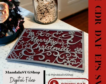 Frohe Weihnachten SVG-Karte für Papierhandwerk, Weihnachtskarte, sofortiger Download, Kartendatei, XMAS, Schneeflockenkarte, SVG-Design, Weihnachtseinladung