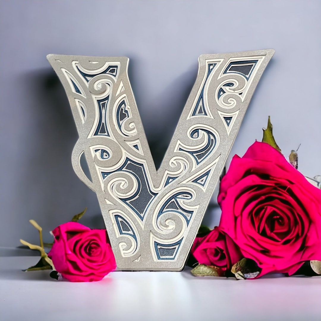 Monogram Letter V 6 Layers Instant Download SVG Files Layered Alphabet ...