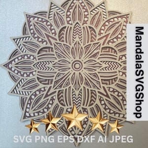 Mandala Layered SVG For Shadow Box Layered Mandala Design Floral 3d Mandala Layered Mandala Cnc File AI DXF Eps Mandala Art File Svg Mandala