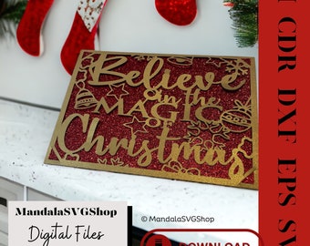 Carte de Noël SVG Téléchargement instantané Design d'invitation de Noël Carte de Noël pour création SVG Carte de vœux festive pour cadeau
