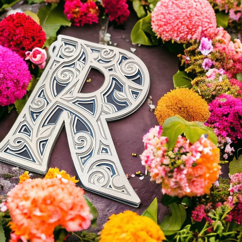 Men's R Monogram Svg R Monogram SVG Layered Letter Instant Download R for Cricut SVG R File ...
