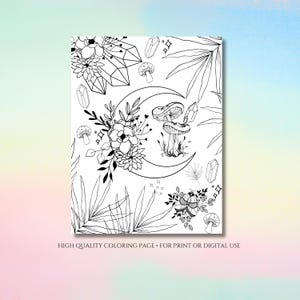 Magic Moon Energy Coloring Page - Witchy Coloring Page - Magical Coloring Page - Spiritual Coloring Page - All Ages Coloring Page