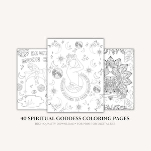 40 Spiritual Goddess Adult Coloring Pages - Witchy Coloring Page - Magical Coloring Page - Spiritual Coloring Page - Witchy Colouring Page