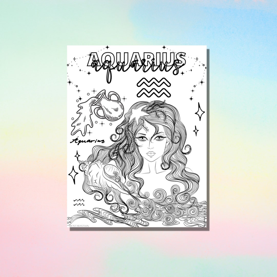 Aquarius Woman Coloring Page Printable Coloring Pages Etsy