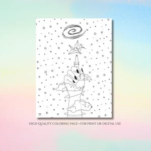 Origami Cloud Dreams Adult Coloring Pages - Witchy Coloring Page - Magical Coloring Page - Spiritual Coloring Page - Colouring Page