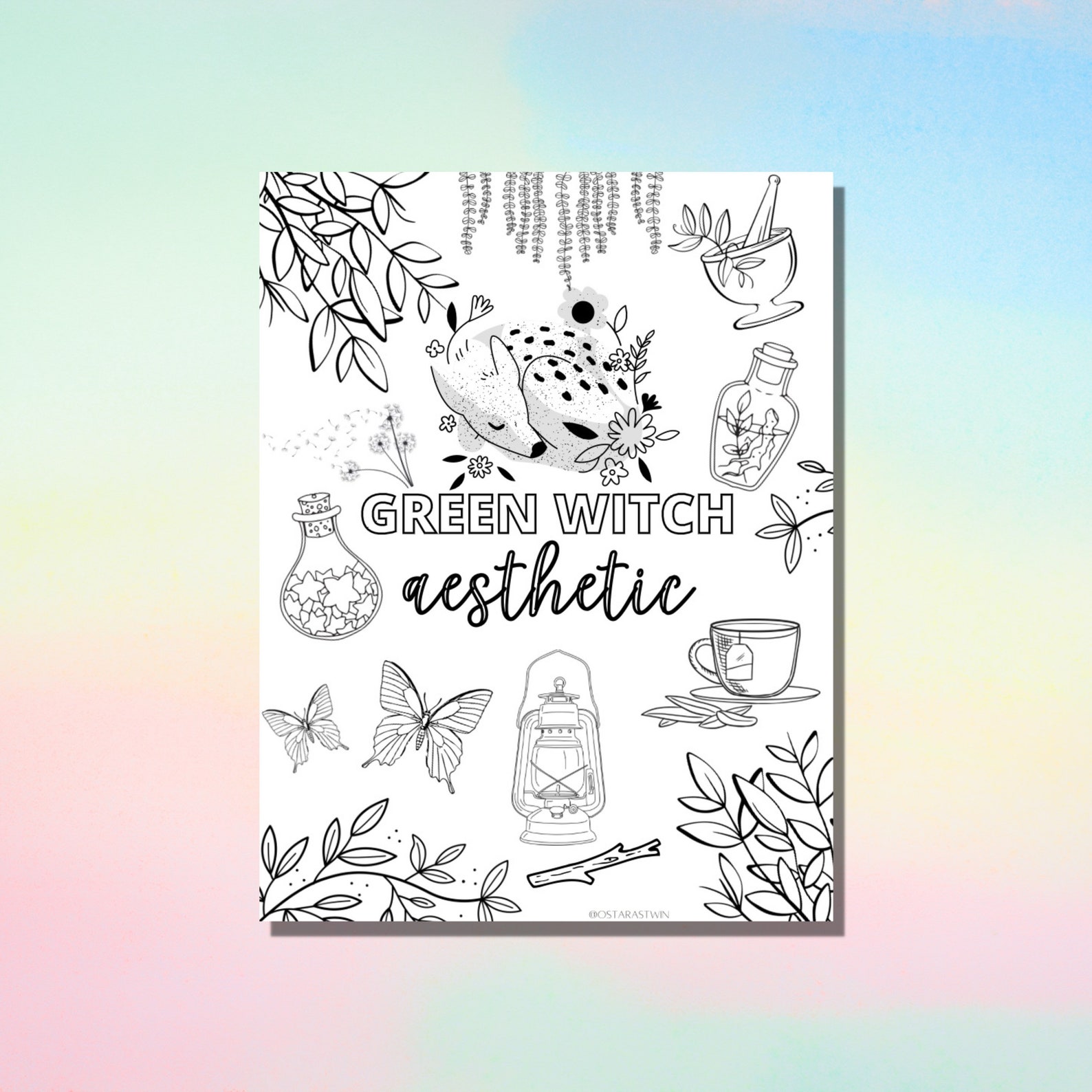 Green Witch Aesthetic Coloring Page Witch Coloring Page - Etsy Canada