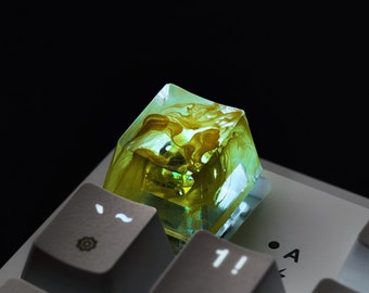Artisan Keycap, Yellow Detailed Keycap , Keycap Handmade OEM Back Lit OEM Profile For Cherry MX Mechanical Gaming Keyboard | Gift for him