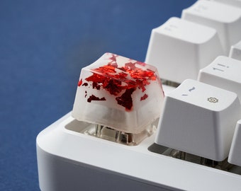 Artisan Keycap Red and White Keycap Keycap Handmade OEM Back Lit OEM Profile For Cherry MX Mechanical Gaming Keyboard Gift for him