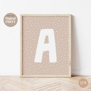 Impresión inicial personalizada / Impresión de letras de guardería / Decoración de dormitorio de niñas y niños / Arte de pared digital / Decoración de pared de dormitorio infantil