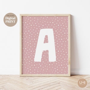 Impresión inicial personalizada / Impresión de letras de guardería / Decoración de dormitorio de niñas / Arte de pared digital / Decoración de pared de dormitorio infantil