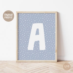 Impresión inicial personalizada / Impresión de cartas de guardería / Decoración del dormitorio de los niños / Arte de pared digital / Decoración de la pared del dormitorio de los niños
