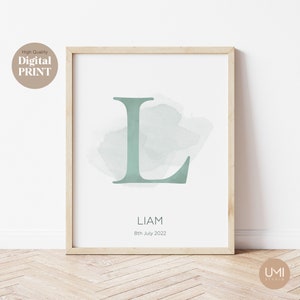 Impresión inicial personalizada, nombre imprimible, impresión de nombre personalizado, inicial personalizada, impresión de nombre, arte de la pared de la guardería, DESCARGA DIGITAL, P004