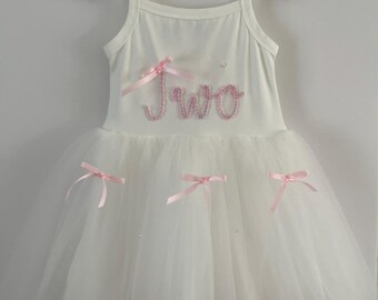 Vestido de tul bordado personalizado: atuendo para fiesta de cumpleaños, de 3 a 6 meses