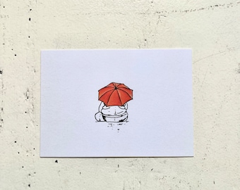 Postcard: Red umbrella