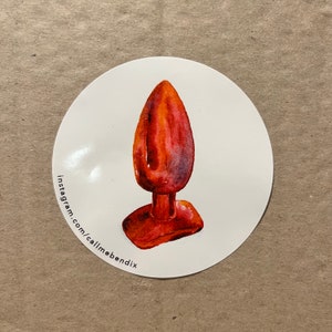 May include: A red watercolor illustration of a plug on a white background. The text "instagram.com/callmebendix" is written on the bottom left side of the sticker.