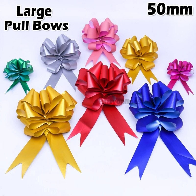 Assorted Colours 3X 10 x 50mm Florist Craft Pull Bows Floral Tributes/Bouquets/Gift Decoration/Weddings 