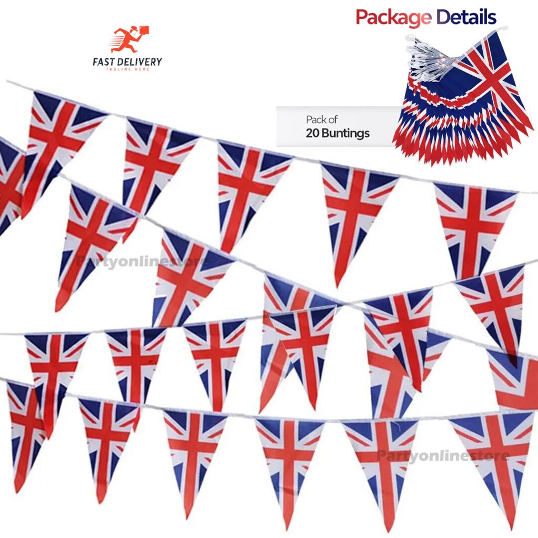 Union Jack Flag Bunting Union Jack Bunting Flags Banner Party ...