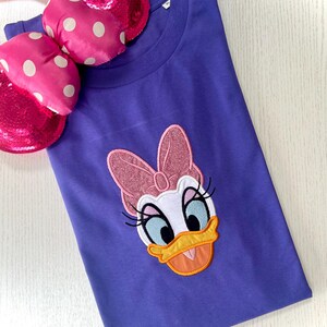 Daisy Duck glitter vinyl Embroidered Unisex top T-shirt Sweatshirt Hoodie