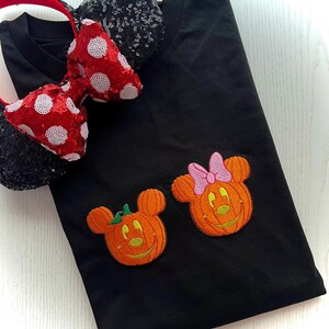 Mickey and Minnie Pumpkins Halloween Embroidered Unisex top T-shirt Sweatshirt Hoodie