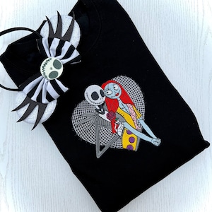 Jack and Sally nightmare before Christmas Halloween Valentine’s Day Embroidered Unisex top T-shirt Sweatshirt Hoodie
