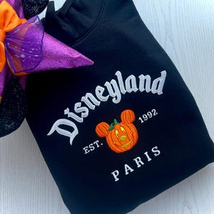Mickey Pumpkin Park sign Halloween Embroidered Unisex top T-shirt Sweatshirt Hoodie