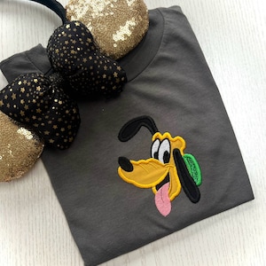 Pluto dog appliqué Embroidered Unisex top T-shirt Sweatshirt Hoodie