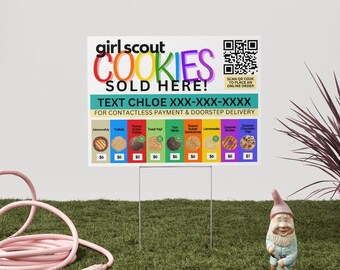 Instant Download Girl Template Scout Cookie PRINTABLE Yard Sign QR code, 2025 Cookie Sale, Printable Sign Editable with Canva,
