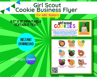 Editable INSTANT Download ABC Bakers Girl Scout Cookie Business Flyer Editable Template | Cookie Sale 2025