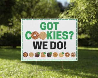 Signe de jardin imprimable ABC bakers Girl Scout téléchargement immédiat modèle fille Scout Cookie Yard signe signe, vente de biscuits 2025, signe imprimable