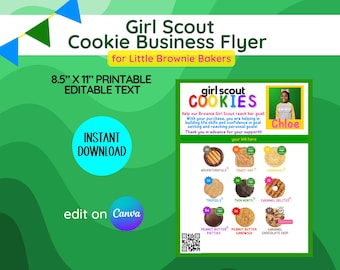 EDITABLE INSTANT Download Little Brownie Bakers Girl Scout Cookie Business Flyer Editable Template | 2025 Cookie Sales | Cookie Menu