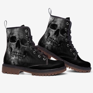 Skull-leren lichtgewicht laarzen voor heren en dames - laarzen vrijetijdskleding | Gotische platformschedellaarzen voor verjaardag, jubileumcadeau