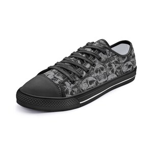 Grey Skull  Low Top Canvas Shoes - Unisex Low Top Sneakers for Birthday Gift | Men/Women Sneakers for Boyfriend/Girlfriend Gift Idea