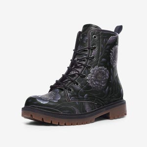 Floral Tulips Casual Leather Lightweight boots - Gift for her, Floral Boots for Birthday, Anniversary Gift Idea