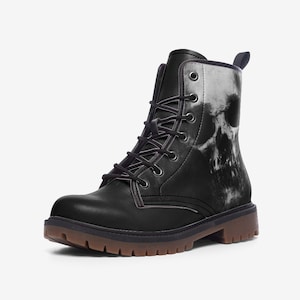 Scary Skull Casual Leather boots - Lightweight Gothic Platform Skull Boots for Birthday, Anniversary Gift Idea