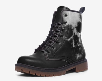 AWSOLE Botas De Combate Góticas De Calavera Punk Rock, Zapatos De Invierno, Impermeables, Con Cordones, Botines De Cuero Con Plataforma Gruesa, Botas De Trabajo Para Hombres Y Mujeres, Color 8