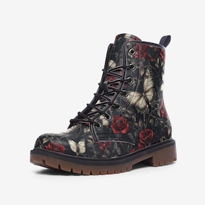 Stivali casual in pelle con farfalle floreali da donna - Stivali leggeri, Idea regalo