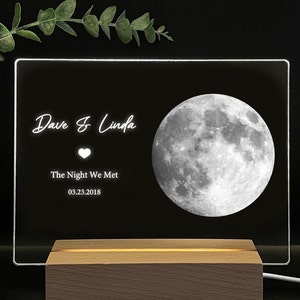 Custom Moon Phase By Date Night Light, Personalized night sky by date, Night sky print lamp, One year anniversary gifts for boyfriend