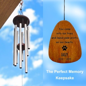 Personalized Pet Memorial Wind Chime: Engraved Wood & Copper