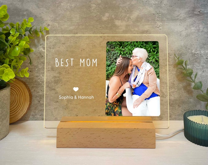 Personalized Gifts for Mom, Custom Photo Night Light, Mothers Day Gift, Mom Birthday Gift, Gift