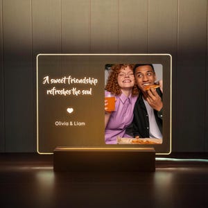 Custom best friend photo gift, LED night light sign, Gift for best friend female birthday, Long distance friendship lamp, Light up name sign
