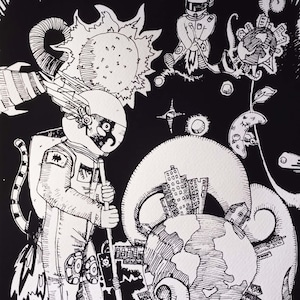 Impresión de arte Aliens Sci-Fi, Jardineros espaciales fumigando el Apocalipsis de la Tierra A3