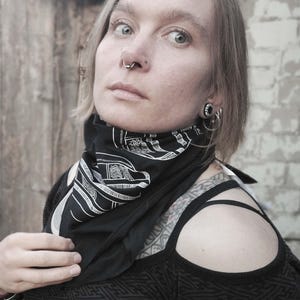 XL Bell beaker bandana, archaeology kerchief, prehistoric stone age neolithic corded ware pottery print