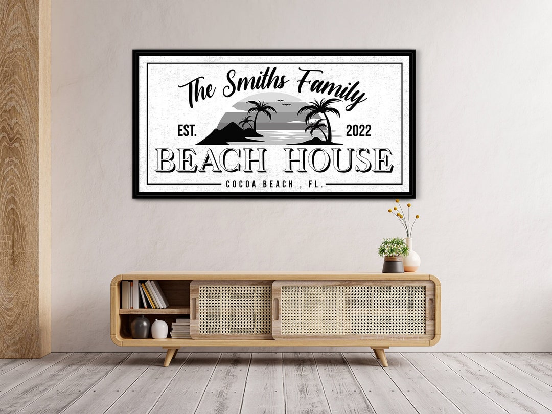 Personalized Family Name Beach House Sign Coastal House Etsy