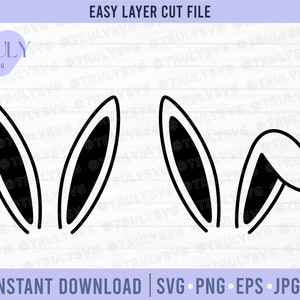 Oreilles de lapin SVG, SVG de lapin, SVG de Pâques, svg de lapin de Pâques, pieds de lapin, oreilles de lapin, téléchargement numérique, fichier de coupe, cricut, silhouette, bébé lapin