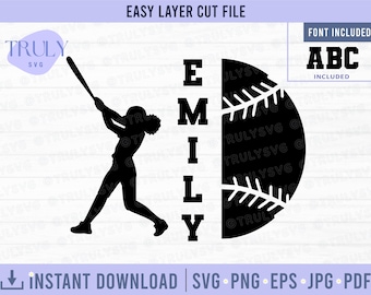 softball SVG, softball Name Frame SVG, softball SVG, softball Template svg, digital download cricut silhouette cut file team tshirt design