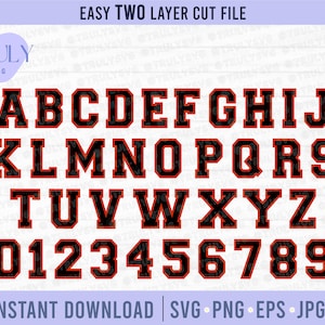 Varsity Font SVG, Sports SVG, Sports Layered Font, Varsity Letters svg Sports Alphabet Varsity Layered Letters Number Sport svg college font