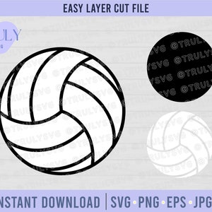 Puede incluir: Un archivo de corte SVG en capas en blanco y negro de un balón de voleibol. El archivo está diseñado para ser utilizado con una máquina de corte.